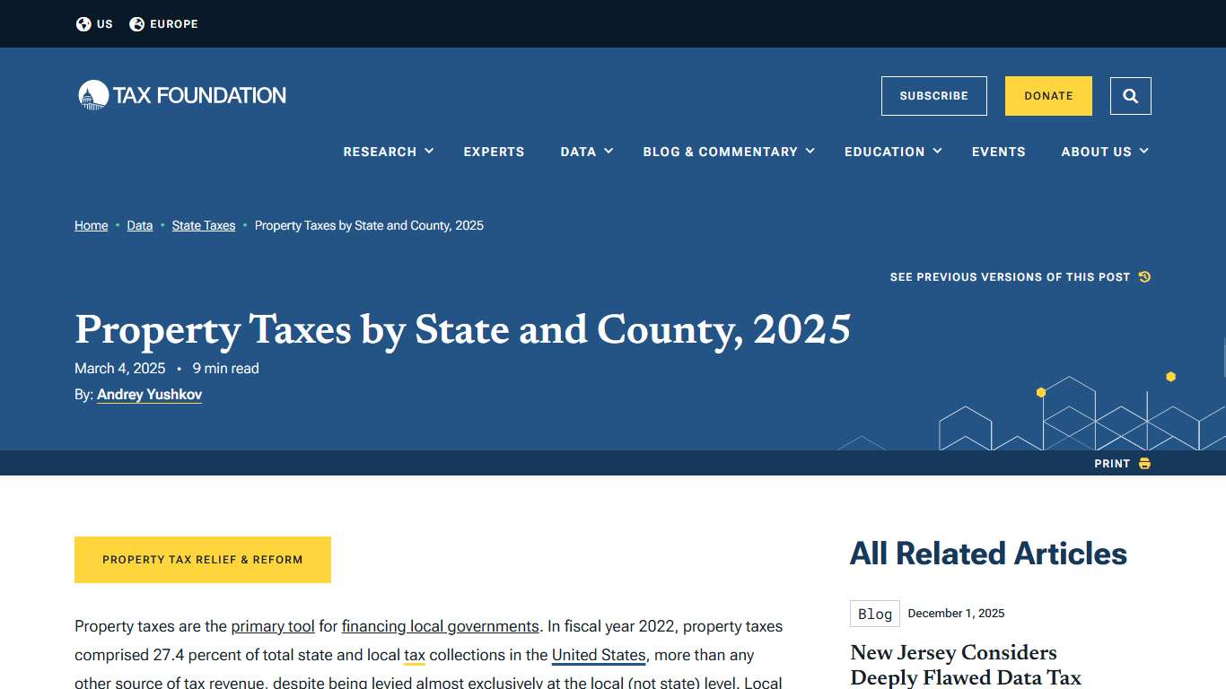 Property Taxes by State and County, 2025 | Tax Foundation Maps