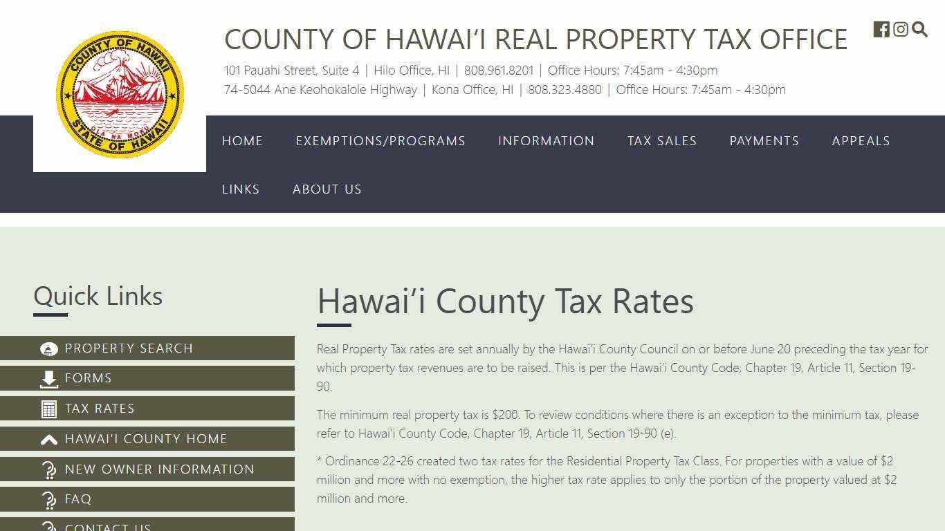 Hawai’i County Tax Rates – County of Hawaiʻi Real Property Tax Office